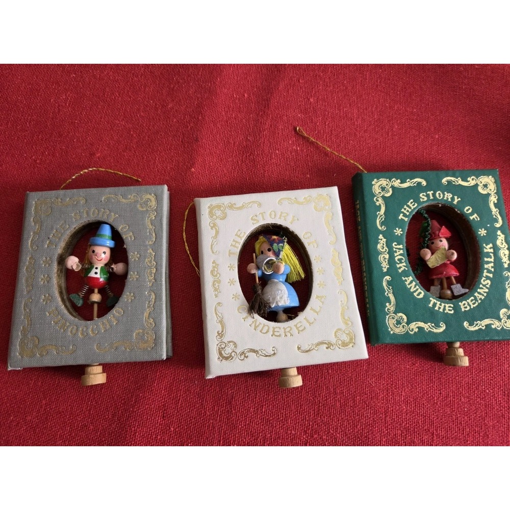 Vtg Kurt Adler Nutcracker,Cinderella & Pinocchio Ornament 3" Christmas